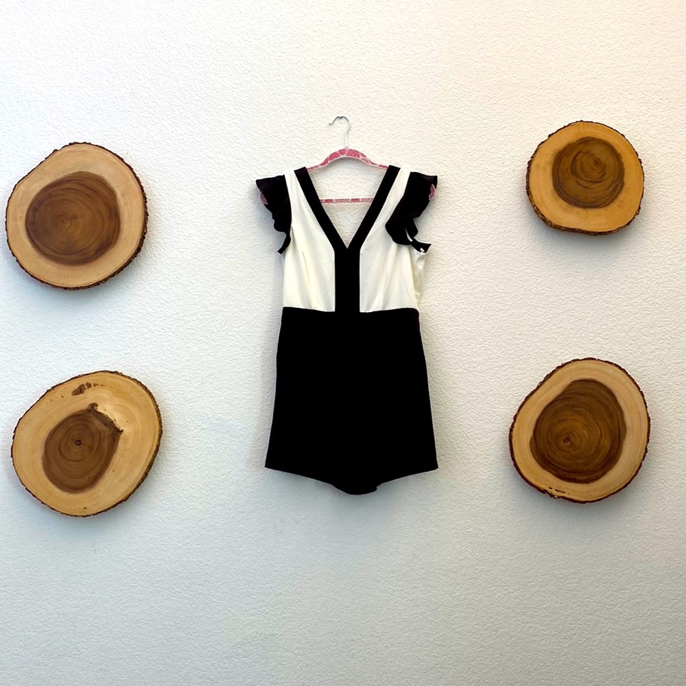 Aqua Mini Romper Black & White, Size Medium